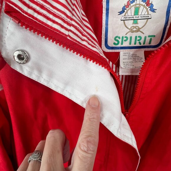 Izzi Spirit Red & White Jacket Vintage Preppy Nautical - Picture 14 of 16